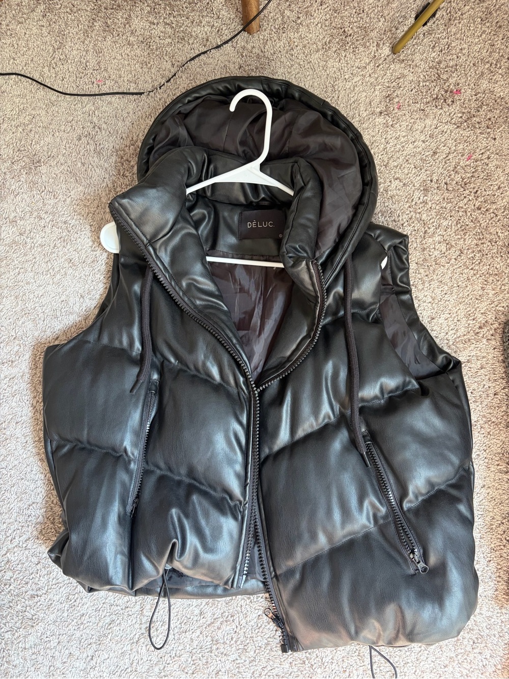 Deluc Aliyah Black Hooded Puffer Vest - Size Small
